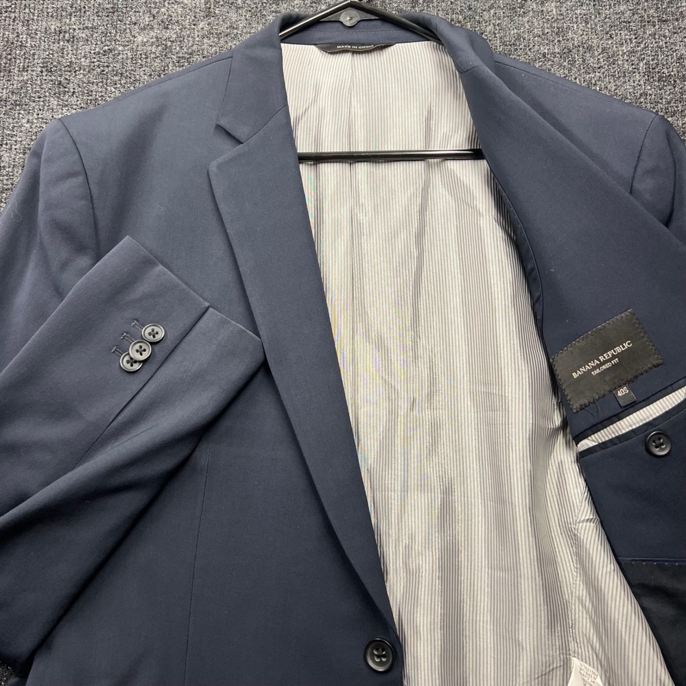 Banana Republic Mens 40S Blazer Navy Blue Lanificio F.lli Cerruti Italian Wool